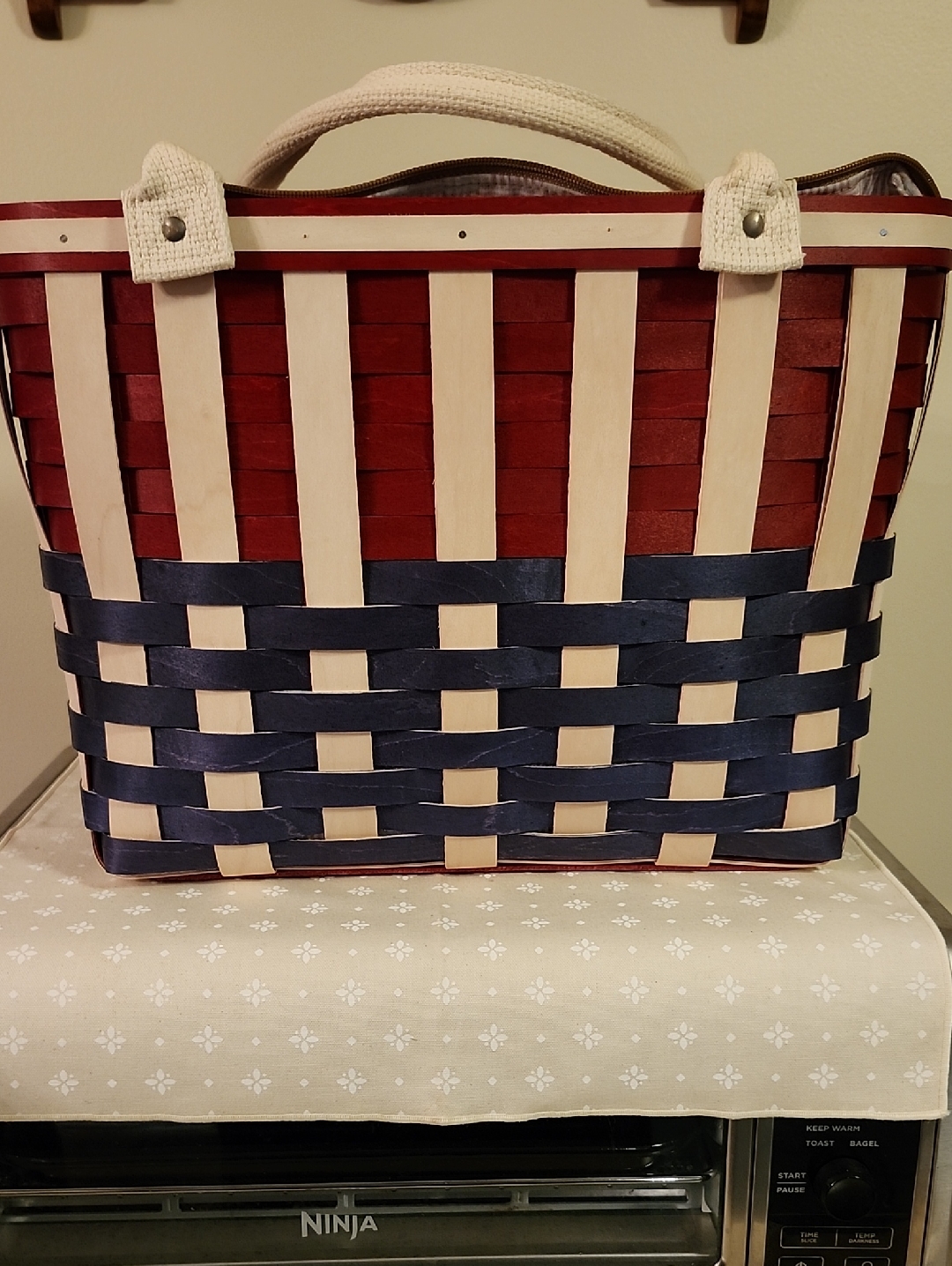Longaberger American Stripes Large Boardwalk Tote Basket